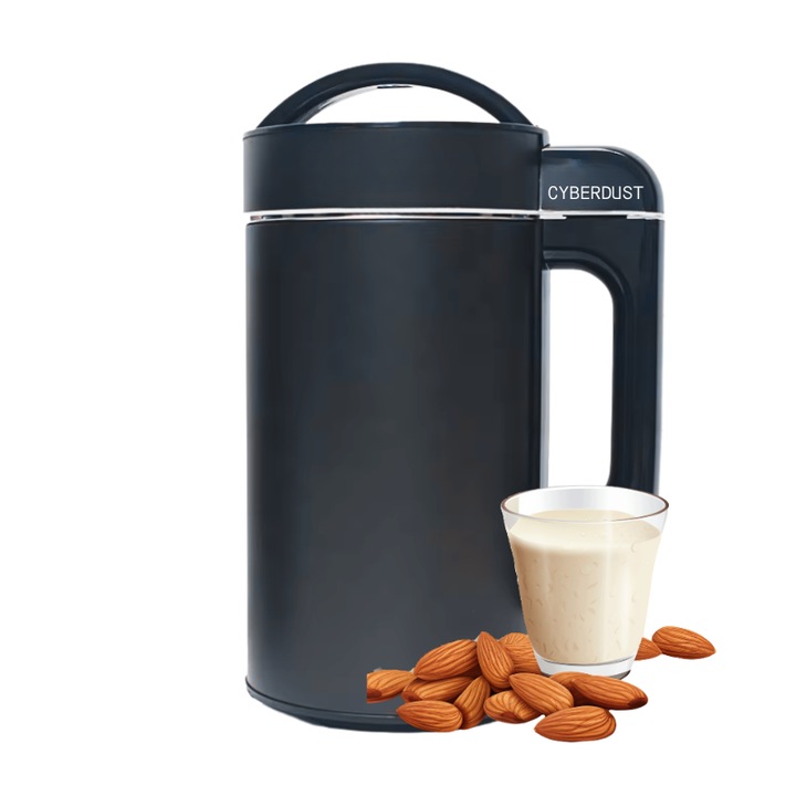 Aparat multifunctional pentru preparat lapte vegetal 7 in 1, CYBERDUST, Negru 2.0, Soia, migdale, caju, Preparare smoothie, Suc, Supe, Pasta de orez, Incalzeste si Blenduieste, Cu filtrare, Gust fin, Curatare automata, Lama 4-foi