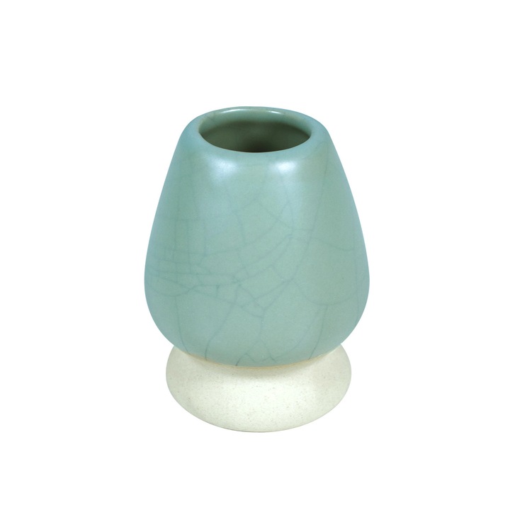 Suport Pentru Chasen Kusenaoshi Kiretsu, Cebador, 7.5 cm, Ceramica, Alb, Design Cu Efect De Crapaturi, Calitate Superioara, Mentine Forma Maturicii De Bambus, Stil Zen Japonez, Suprafata Glazurata, Accesoriu De Foarte Buna Calitate, Matcha