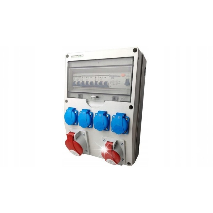 Tablouri electrice, DV-9918-F, 2 gniazde silowe 400V, 4 gniazde 230V, IP54, 355x255x125mm