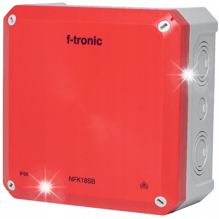Херметична кутия за повърхностен монтаж IP66 NFK18SB, червена, 180x180x93mm, комплект аксесоари за електрически инсталации