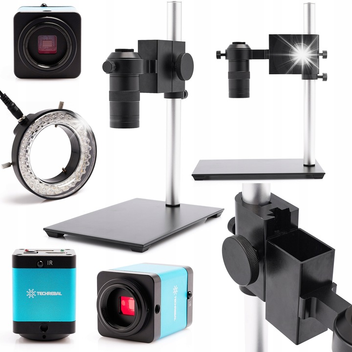 Techrebal "Banito" digitális mikroszkóp 100x, 12MP kamera, LED világítás, szett, 150x230mm alap
