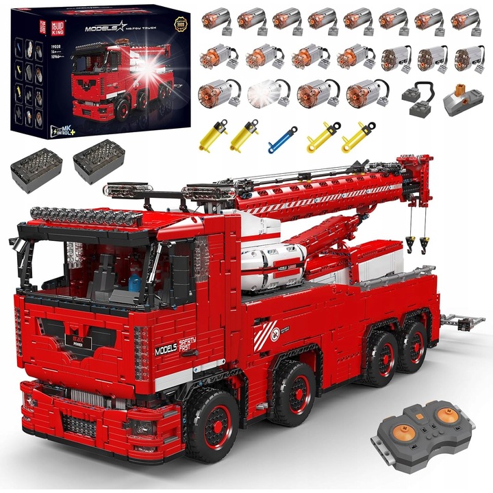 Set de constructie Mould King 19008, camion de remorcare, 10966 piese, control de la distanta, multicolor