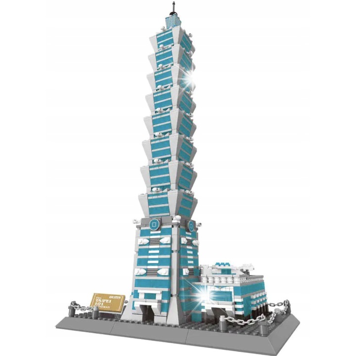Конструктор Wange 5221 - The Taipei 101, 1512 части, 27x18x62см, многоцветен