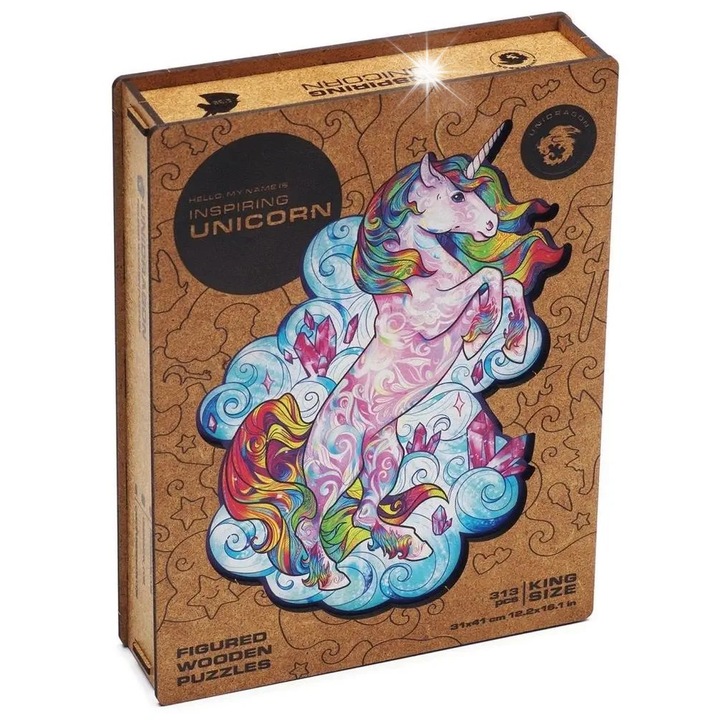 Unidragon puzzle, 195 darabos készlet, színes, 26x32cm méretű