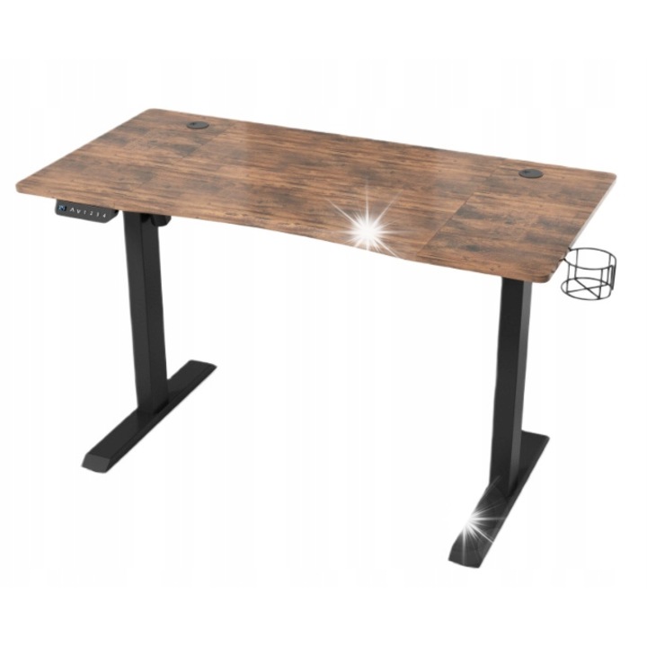Elektromos állítható magasságú íróasztal, 120x60cm, sötét fa, adapterrel együtt