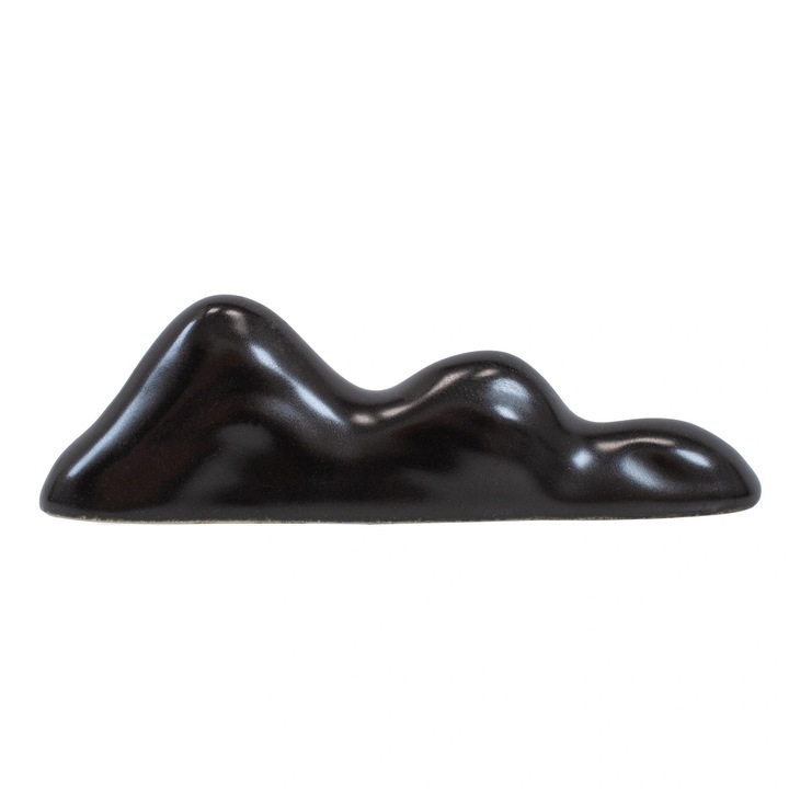 Suport Pentru Lingurita Chashaku-oki, Cebador, 7.5 x 2 cm, Ceramica, Negru, Design Minimalist, Calitate Superioara, Mentine Curatenia, Accesoriu Pentru Ceremonia Ceaiului Matcha, Rezistent Si Durabil, Stil Japonez