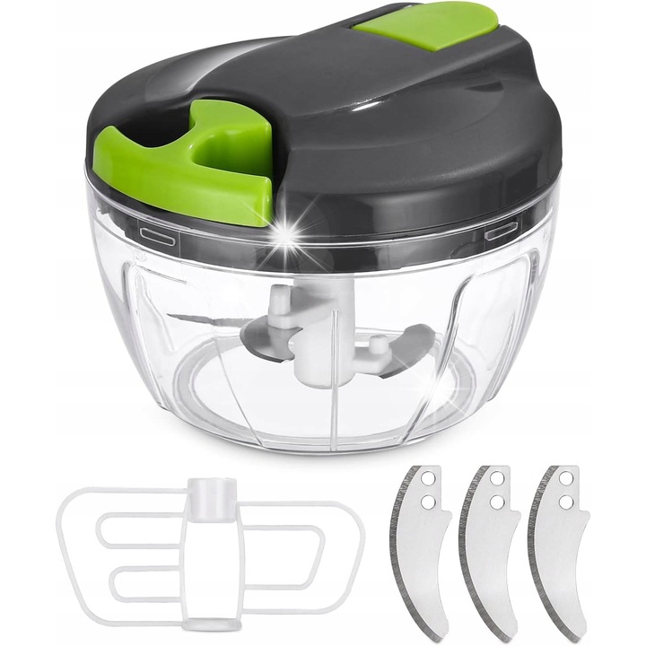 Feliator manual 520ml, 3 cutite din otel inoxidabil, multicolor, set cu blender