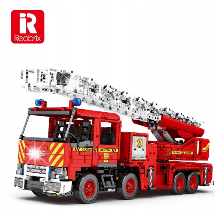 Set de constructie Reobrix Camion de Pompieri cu Scara Aeriana, 3266 piese, 68x45x14cm, multicolor