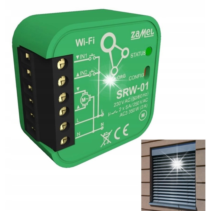 Zamel SRW-01 Wi-Fi redőnyvezérlő, 2.4GHz rádiós kommunikáció, 1 db-os készlet.