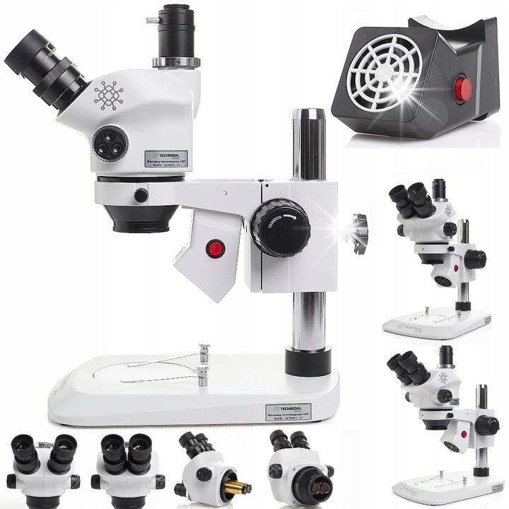 Techrebal 10XT trinokuláris mikroszkóp készlet, 7x-50x zoom, fehér, 27x21cm