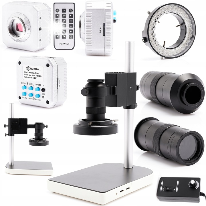 Techrebal K10M digitális mikroszkóp, 16MP kamera, 56X LED világítás, komplett szett