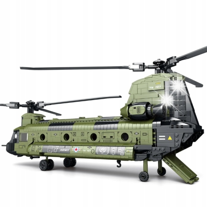 Set de constructie Reobrix CH-47, 1458 piese, plastic, unisex