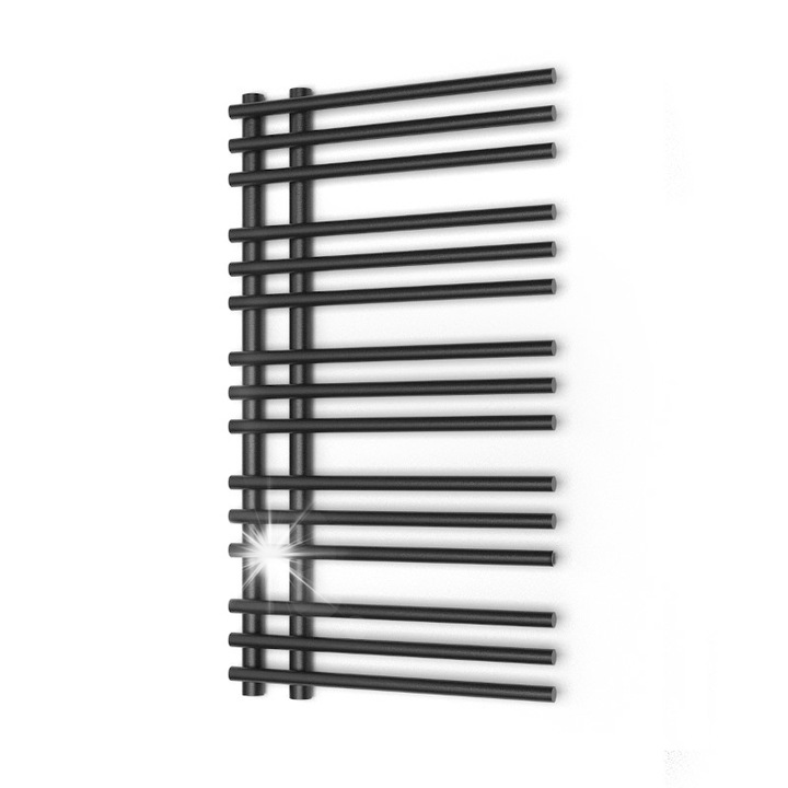 Calorifer decorativ pentru baie Warmtec Brillo 50x90cm, antracit/negru, drabinka, 370W, set montaj inclus
