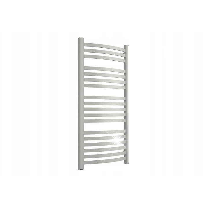 Calorifer decorativ pentru baie Warmtec ARCO, 47x115cm, argintiu, set cu accesorii de montaj