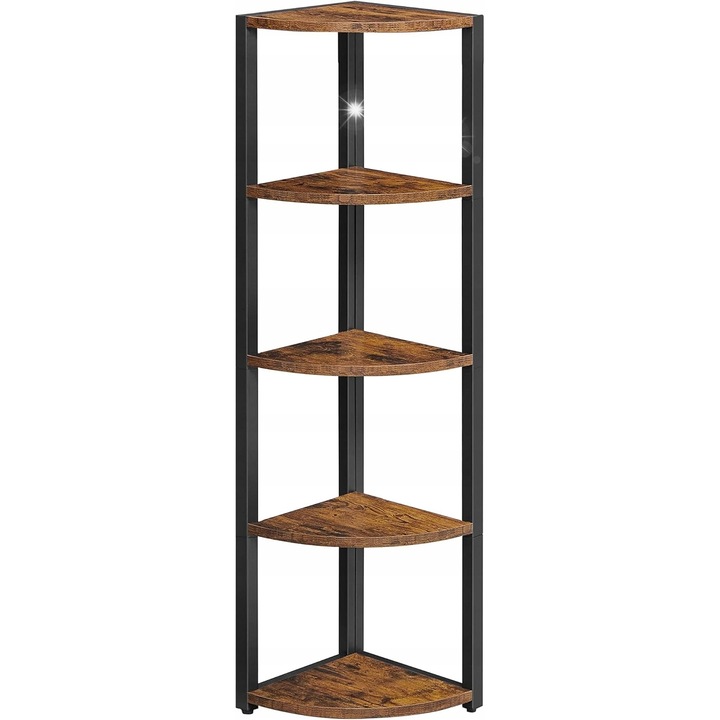 Raft de colt, 5 niveluri, industrial, 30x30x129,5cm, multicolor
