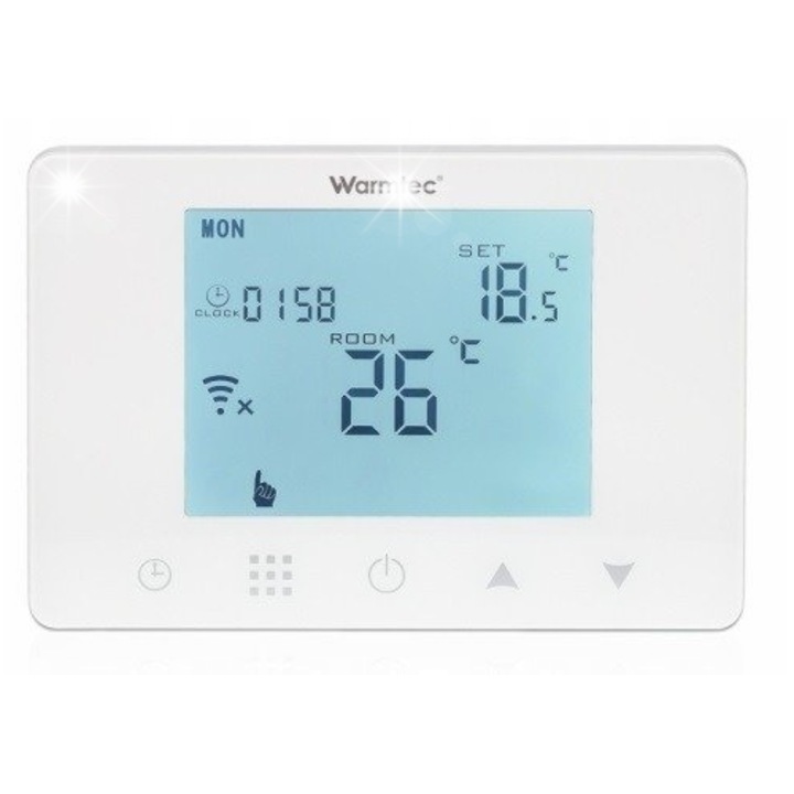 Wi-Fi hőmérséklet szabályzó RRT-01, fehér, vevőegységgel, USB/elemes tápellátás, 5-35°C, 13x8,9x2,6cm