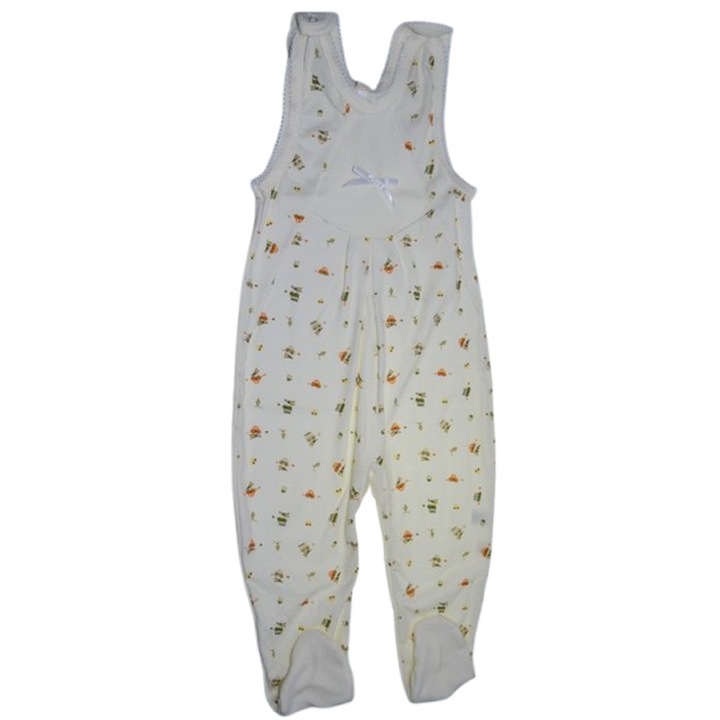 Salopeta fara maneci, cu botosei, model cu masini, pentru baieti, Koala Bobas S2704C2, Crem 98 CM