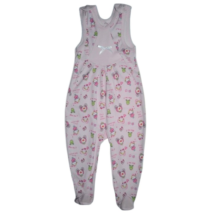 Salopeta fara maneci, cu botosei, model cu zane, pentru fete, Koala Bobas S2704R3, Roz 98 CM