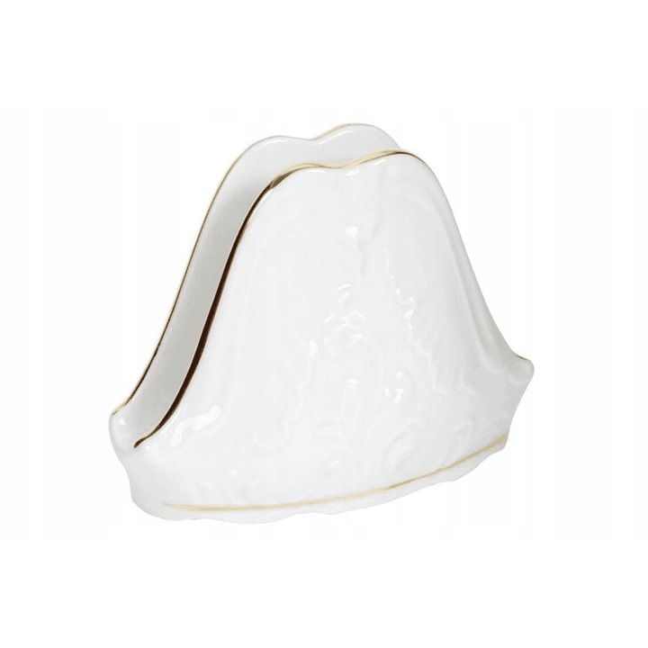 Suport pentru servetele Cmielow Rococo alb auriu 12x9x5cm portelan