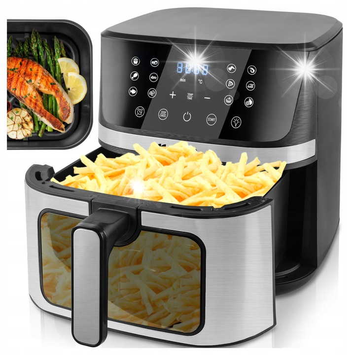 Friteuza Air Fryer Maltec 7L 1800W cu panou tactil si fereastra de control