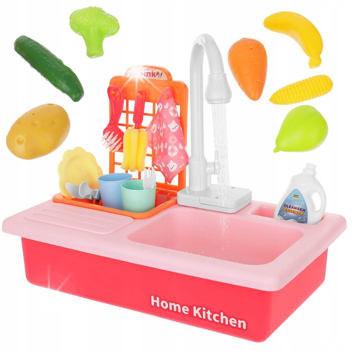 Set bucatarie copii, LandToys, 21 elemente, multicolor, interactiv