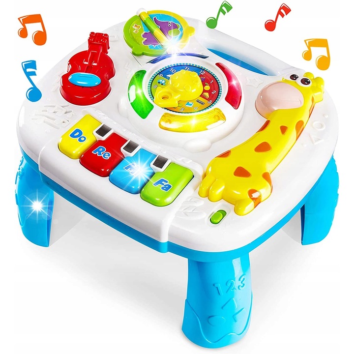 Masa interactiva educationala 3 in 1, cu sunete, pentru bebelusi, 25x23x18cm, multicolor