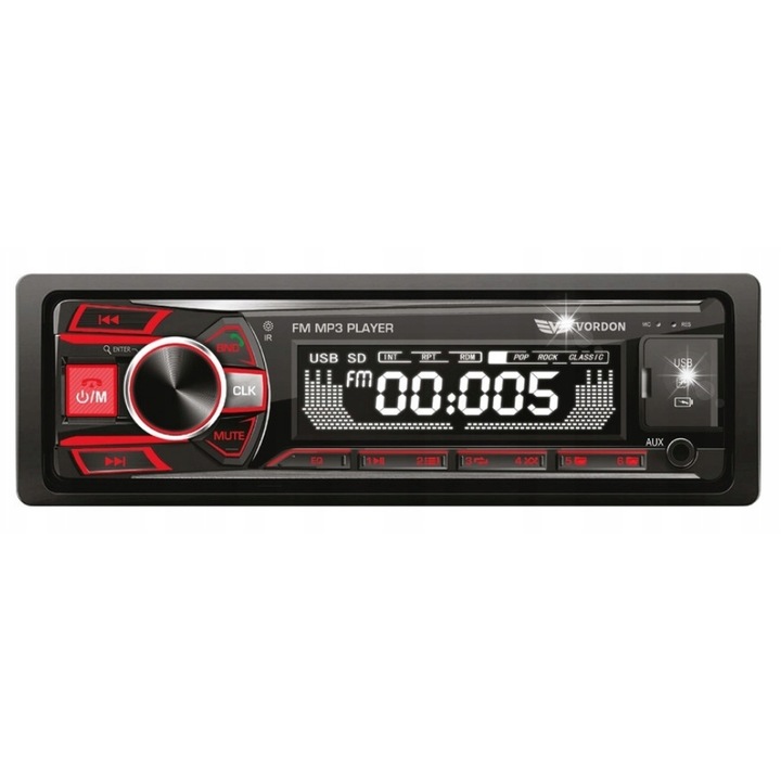 Radio auto Vordon HT-202 Berlin Bluetooth MP3 USB, 4x60W, negru, set complet