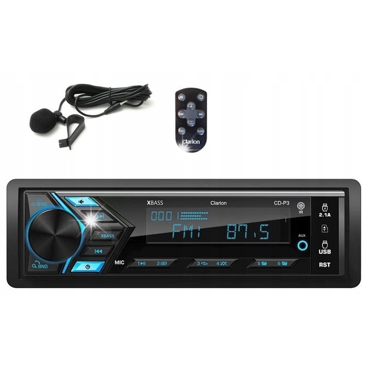 Автомобилно радио Clarion P17 Bluetooth AUX SD MP3 USB, 6 RCA изхода, черно, 1DIN