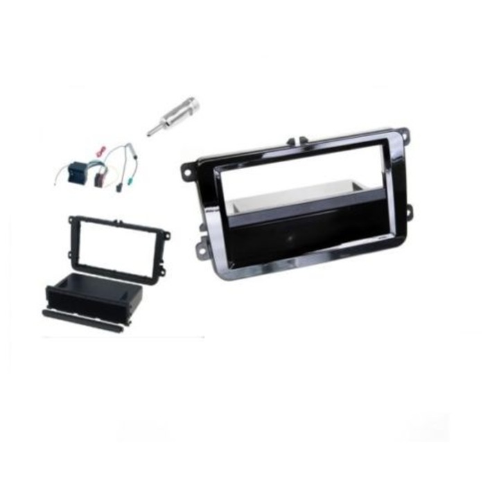 Set Rama Adapter 1/2DIN Akcesoria pentru VW, Skoda, Golf V, Passat, Culoare Neagra, Fara Poprzeczka