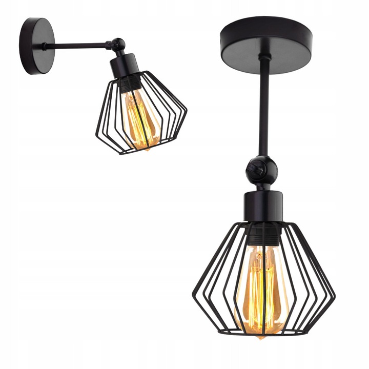 Аплик Volta Light Factory, черен, 21x16,5x13см, 1xE27, пълен комплект