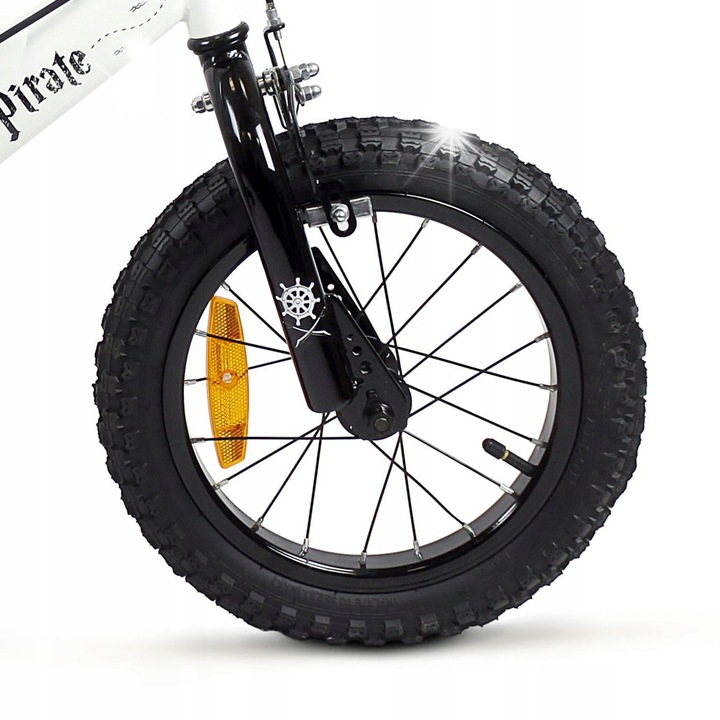 Bicicleta pentru copii Sirox PIRATE 12", roti pompati, ghidaj, suport pentru bagaje, 48-56cm inaltime sa, 90-110cm inaltime copil