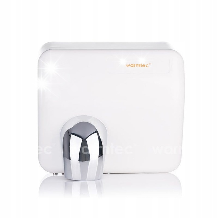 Uscator de maini Warmtec BarrelFlow, 2500W, alb, dimensiuni 23,5x26,5x21cm, cu duza rotativa