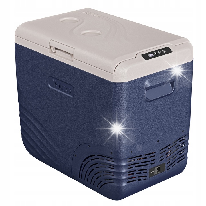 Yolco NX50 hordozható autós hűtőszekrény, 47L, 12V/24V/240V tápellátás, Bluetooth 5.0, 620x542x376mm, kék
