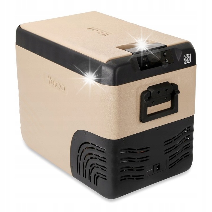 Yolco KX40 hordozható autós hűtőszekrény, 34L, 2 rekeszes, Bluetooth, bézs