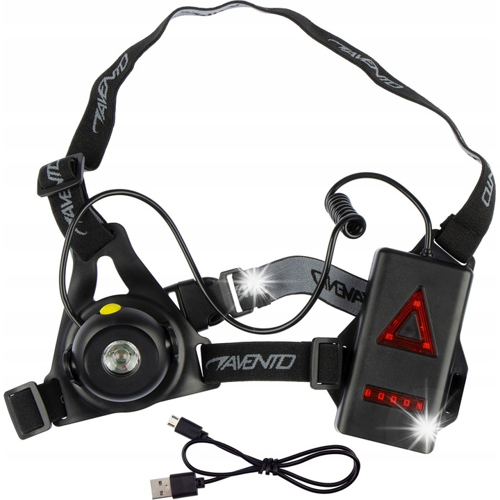 Avento sport futómellény, 8 fehér LED, 1 piros LED, fekete, unisex