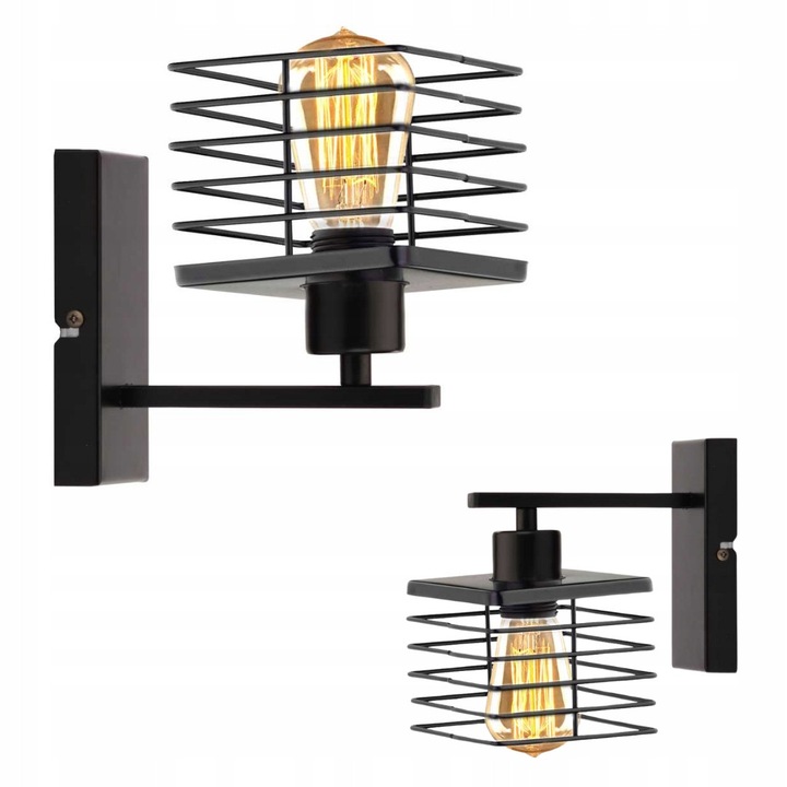 Аплик Volta Light Factory Edge, 21x23см, черен, 1xE27, универсален монтаж