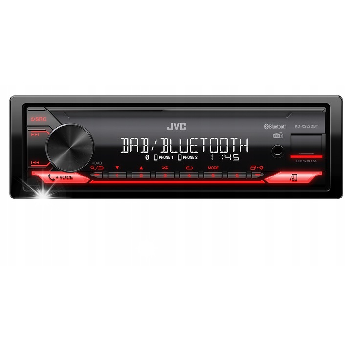 JVC KD-X282DBT Bluetooth DAB+ USB AUX 4x50W autórádió, 10cm beépítés, komplett szett