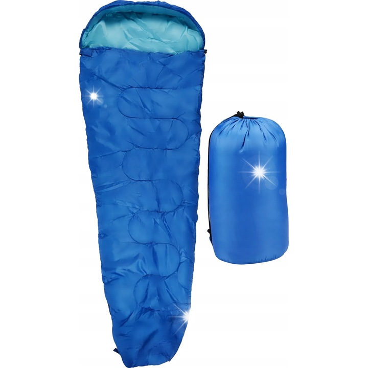 Sac de dormit mumie Camp Active, 210x80cm, nuante de albastru, pentru o persoana