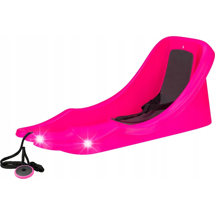 Sanii din plastic Baby Rider, cu sezut din cauciuc, suport pentru spate, roz, 75x40x32cm