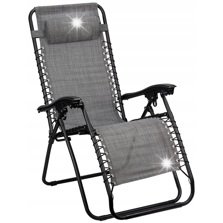 Scaun camping Abbey, Chaise Longue IV, gri, 90x65x112cm, 125kg
