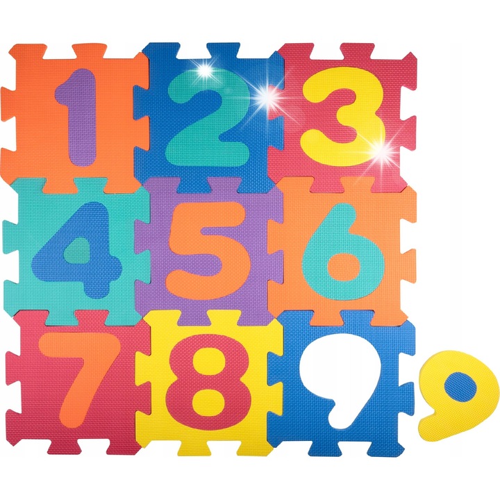Mata puzzle educationala pentru copii, Let's Play, 18 elemente, multicolor, 92x92cm