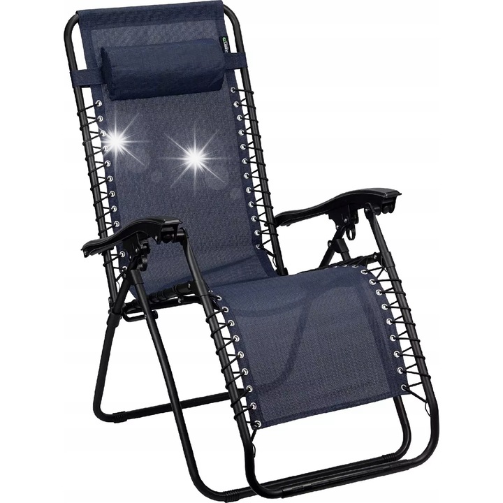 Scaun de gradina pliabil Abbey, model Chaise Longue IV, nuante de albastru, dimensiuni 90x65x112cm, capacitate maxima 125kg