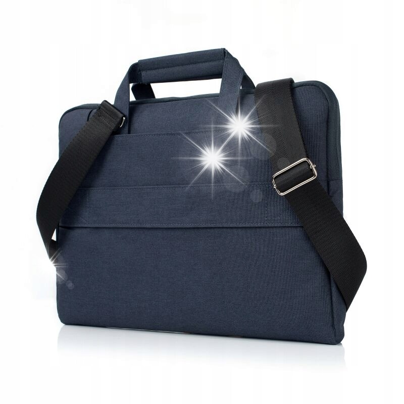 Geanta laptop, 13-14 inch, denim, impermeabila, dimensiuni externe 36x27,5cm, culoare albastru inchis