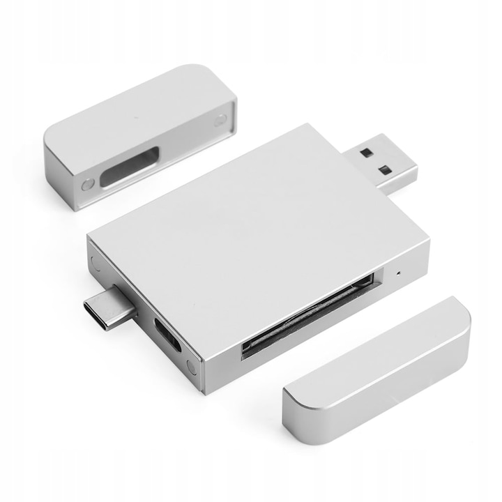 CFexpress 2.0 B típusú kártyaolvasó, USB-C és USB-A, 10 Gbps, alumínium, 76x39x10mm