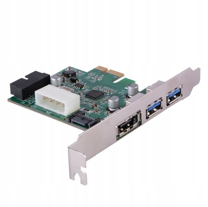 Controler PCI-E 1x la 2x USB 3.0, eSATAp, 19PIN, 5V, set cu CD de drivere