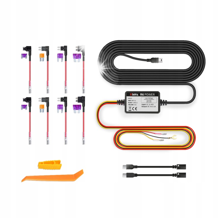 Xblitz R6 Power - Autós kamera tápegység, 12/24V, 3.2m, kompakt