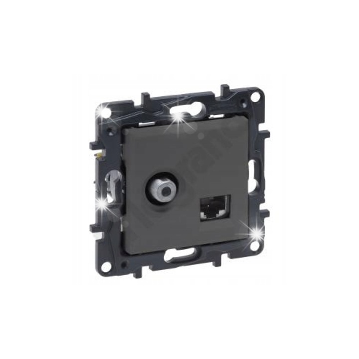Гнездо TV + Интернет Legrand Niloe Step, тип F + RJ45, алуминий, 863477