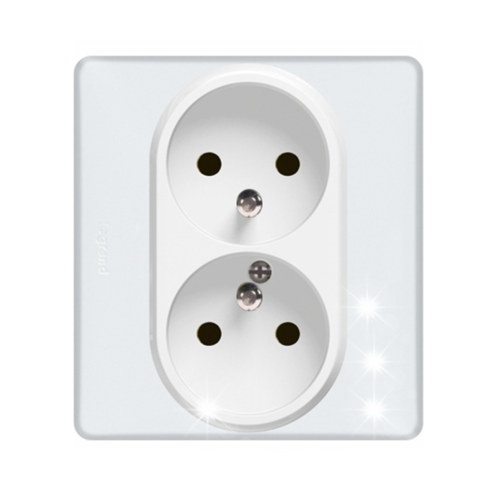 Двоен електрически контакт LEGRAND Celiane 16A/250V, бял, монтаж в единична кутия
