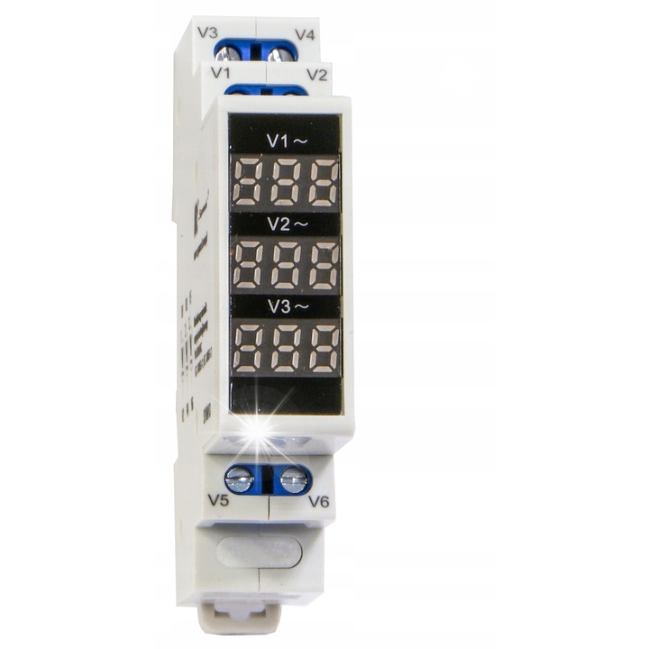 3F digitális feszültségjelző 80-500V Spamel, 1 modul, 35mm-es sínre szerelhető, IP20