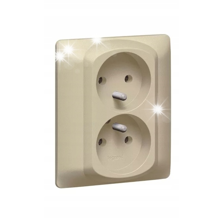 Двоен контакт LEGRAND TITAN 775733-771435, 16A, 250V, бял